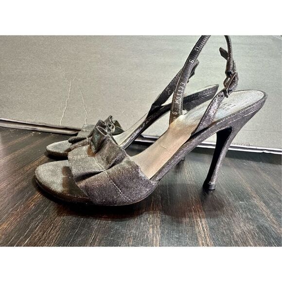 Stuart Weitzman charcoal gray/ black sparkly dressy heels size 6 - Picture 6 of 13